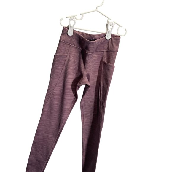 Athleta Girl S/7 Purple stash Striped High-Waisted Leggings With Side Pockets - Picture 2 of 4